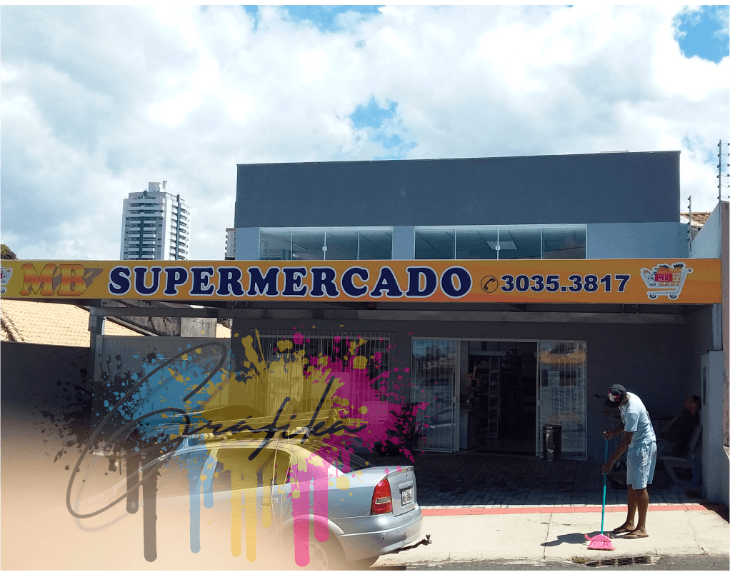 placa fachada em lona